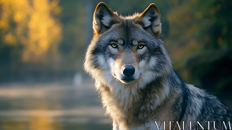 AI ART Close-Up of a Majestic Wolf