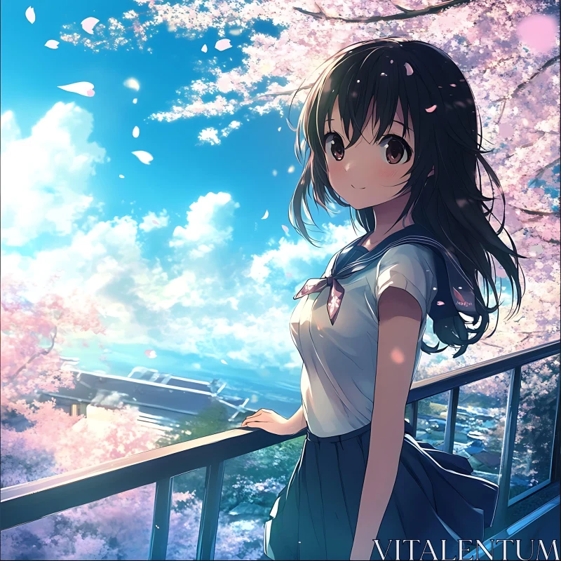 Anime Cherry Blossom Scene AI Image