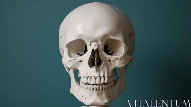 Anatomical Skull Study in White and Teal AI Image