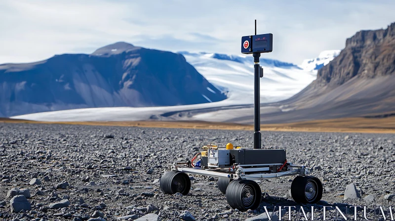 Scientific Rover on Barren Landscape AI Image