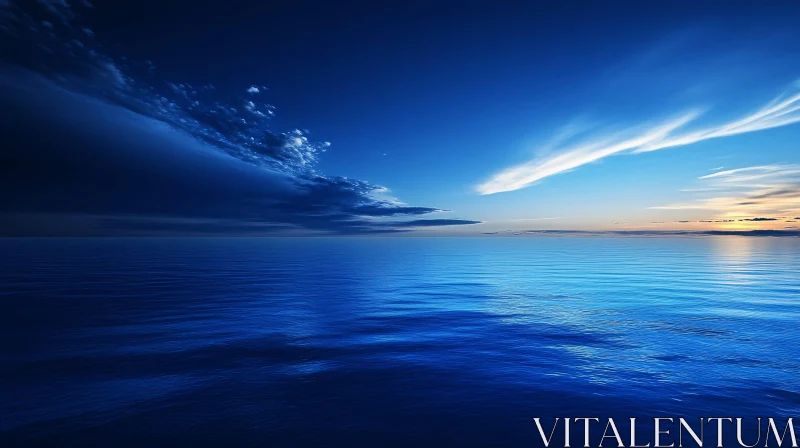 Calm Blue Sea and Sky AI Image