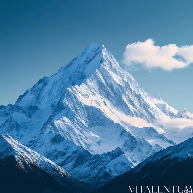 AI ART Snowy Mountain Peak in a Serene Landscape