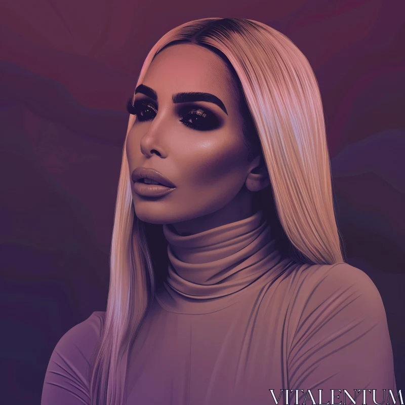 AI ART Artistic Portrait of Kim Kardashian with Blonde Hair