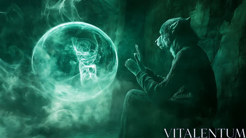 Mystical Werewolf Contemplation AI Image