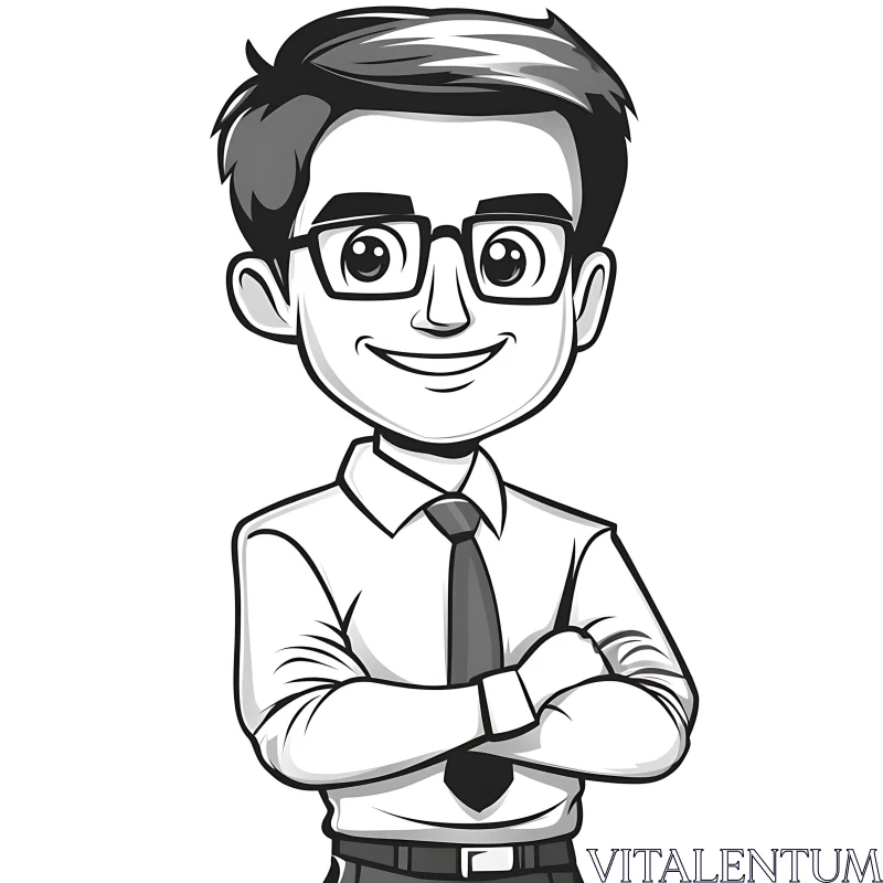 AI ART Monochrome Man Cartoon Portrait