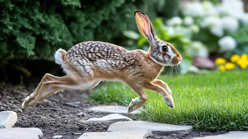 Rabbit Running Through Green Grass