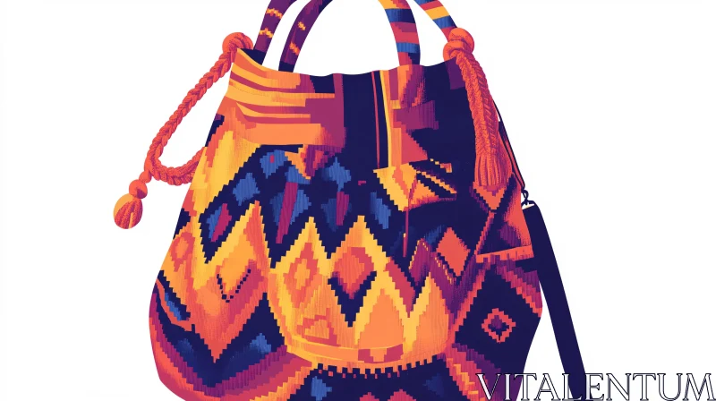 AI ART Colorful Geometric Woven Bag