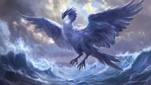 Legendary Bird Over the Sea Illustration