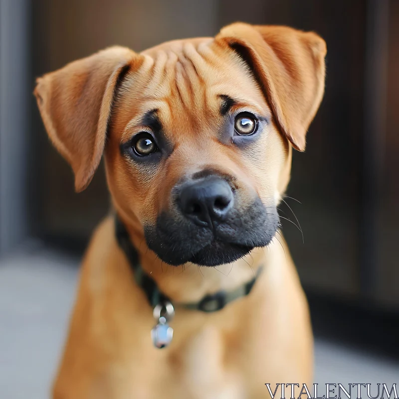 Charming Brown Puppy Portrait AI Image