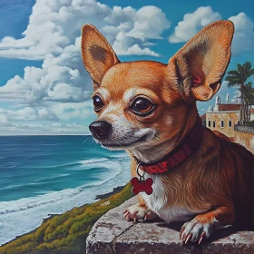 Expressive Chihuahua on a Rocky Ledge