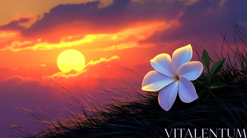 AI ART Tranquil Floral Sunset Scene