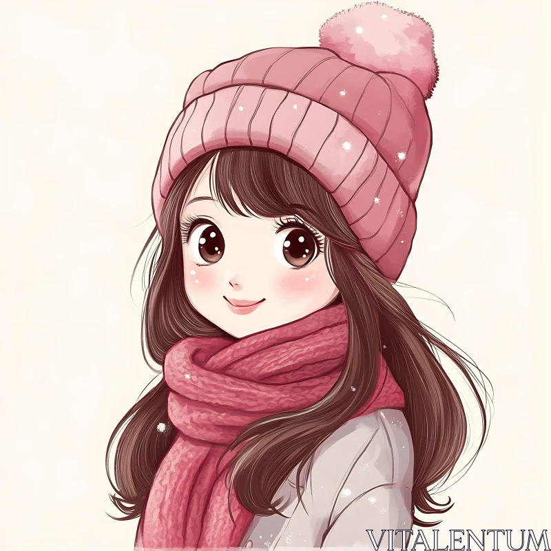 Adorable Winter Anime Character AI Image