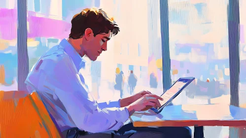 Digital Nomad Portrait with Tablet