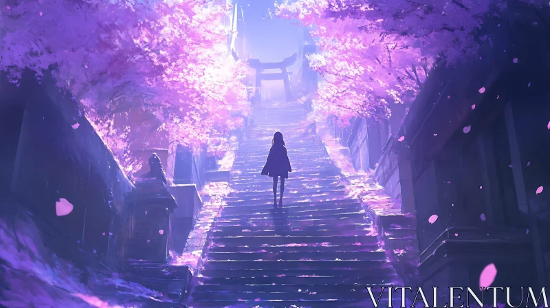 Enchanting Journey Through Blooming Cherry Blossoms AI Image