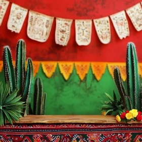 Colorful Fiesta Scene with Traditional Decorations