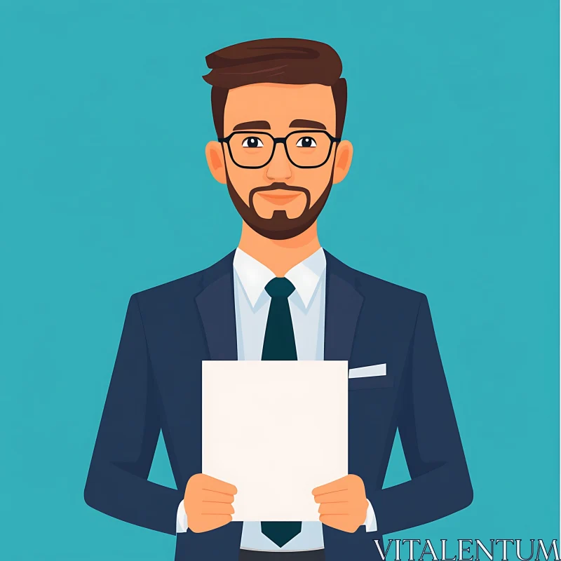 AI ART Illustrated Businessman with Document