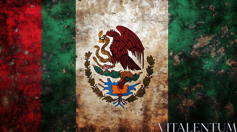 AI ART Textured Mexican Flag with Grunge Effect