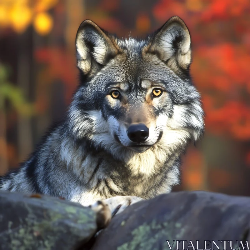 Gray Wolf in Natural Habitat AI Image