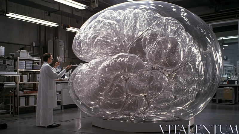 AI ART Transparent Brain Structure in Research Setting