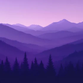 Layers of Purple Mountains and Pine Trees