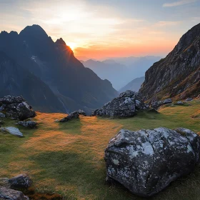 Sunset Over Mountain Peaks