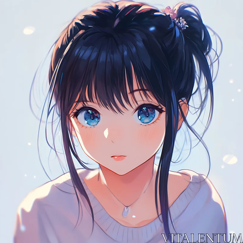 AI ART Beautiful Anime Girl with Mesmerizing Blue Eyes