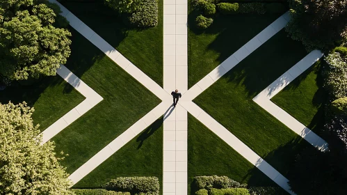 Aerial View of Person on Green Field