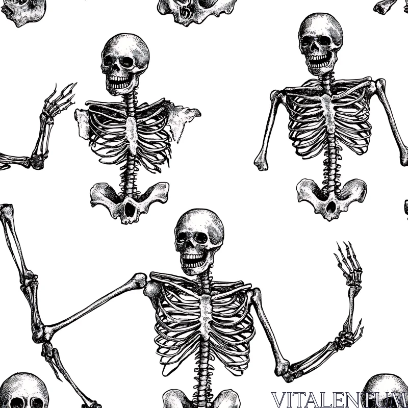 AI ART Anatomical Skeleton Seamless Pattern Artwork