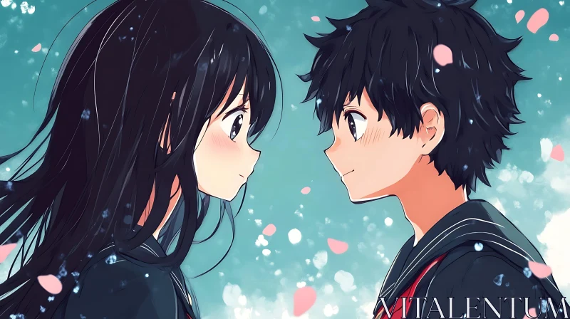 Tender Anime Couple AI Image