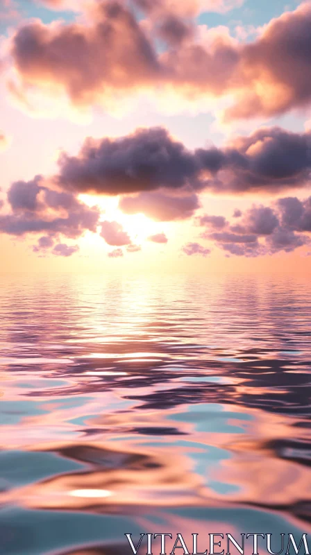 Peaceful Sunset with Reflected Clouds AI Image