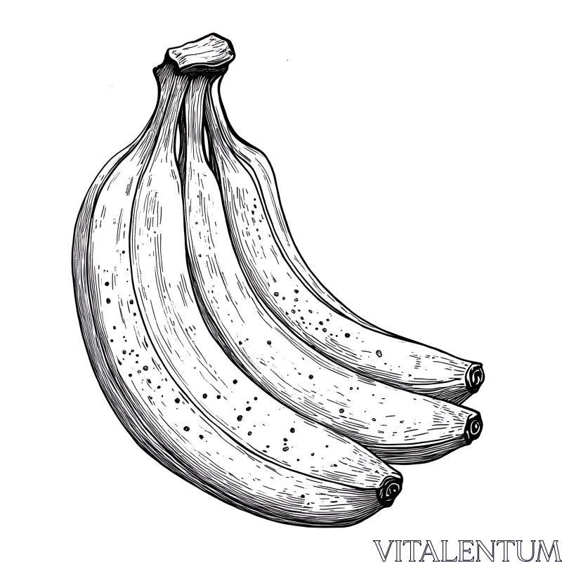 Three Bananas Sketch AI Image