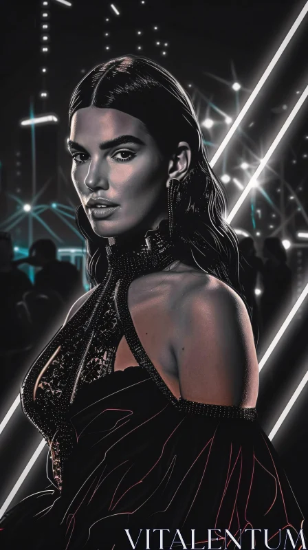 Glamorous Fashion Portrait of Kendall Jenner AI Image