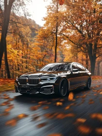 Elegant Automobile in Fall Foliage