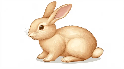 Charming Light Brown Rabbit on White Background