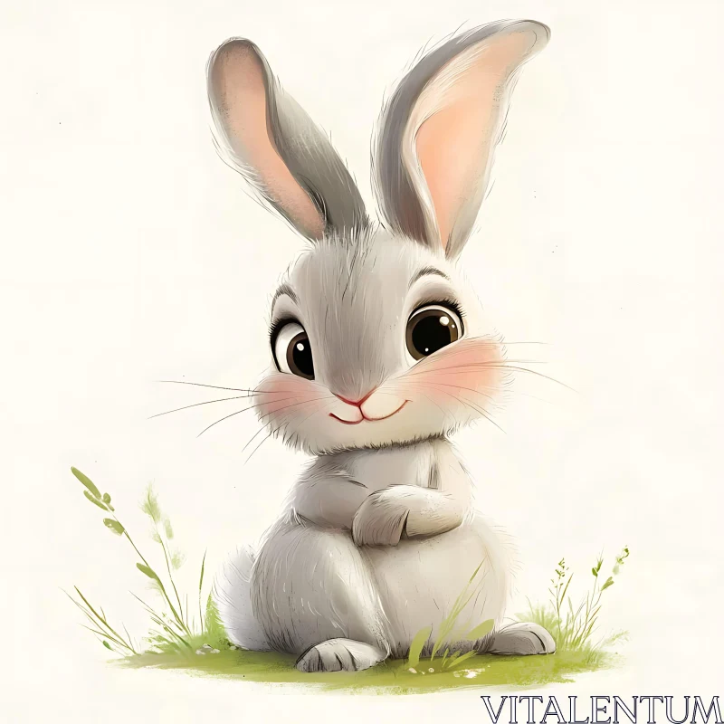 Charming Cartoon Rabbit with Rosy Cheeks AI Image