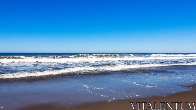 Peaceful Seascape with Waves and Sky AI Image