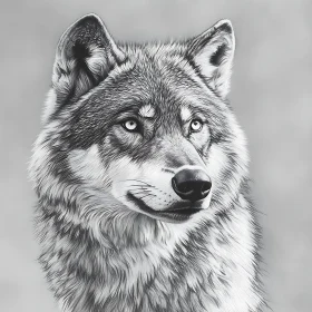 Monochrome Wolf Portrait