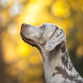 Attentive Dog in Warm Autumn Background