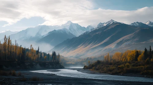 Autumn Mountain River Landscape