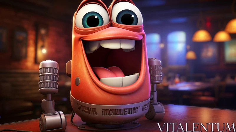 Animated Robot Character in a Bar - A Study in Joy and Optimism AI Image