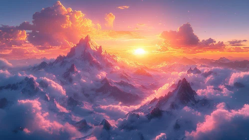 Sunset Peaks in a Sea of Clouds