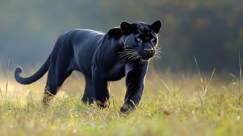 Panther Walking Through Tall Grass