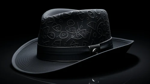 Black Hat on Dark Surface with Robotic Motifs - Playful Designs