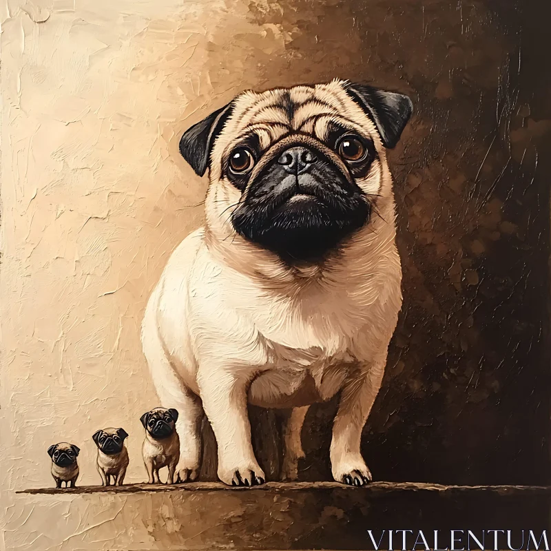 Pug Family Artwork AI Image