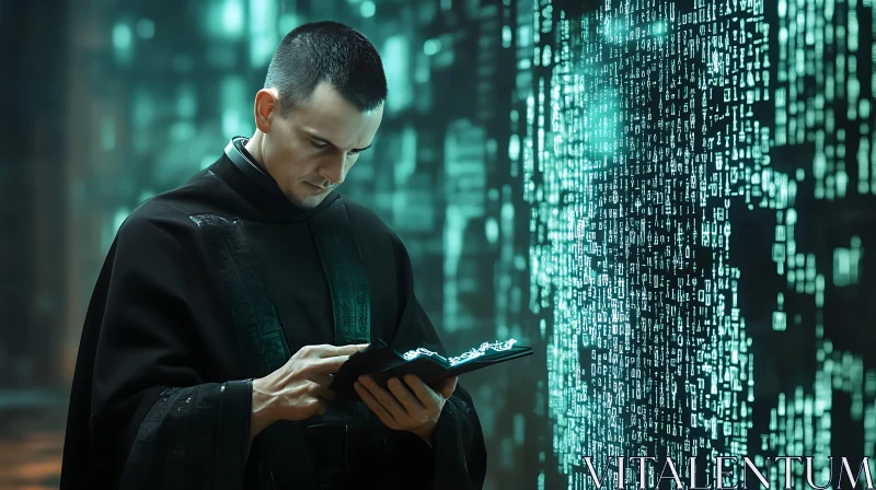 The Digital Monk Reads the Future AI Image