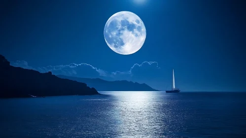 Moonlit Voyage: A Peaceful Night at Sea