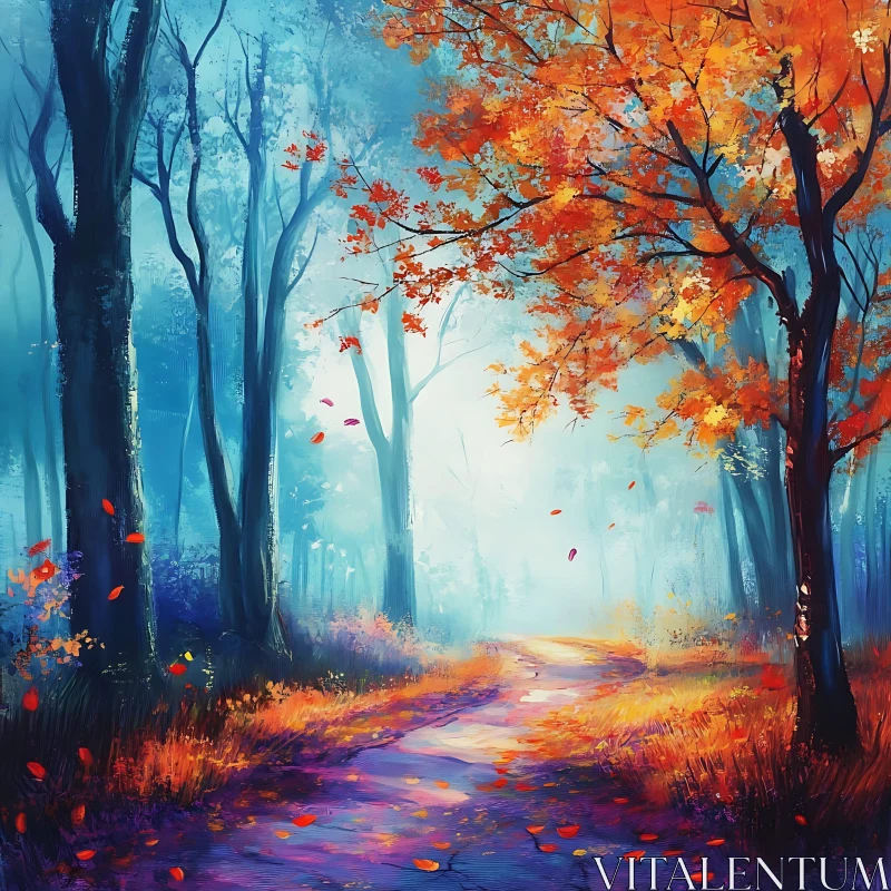 AI ART Mystical Forest Path in Autumn