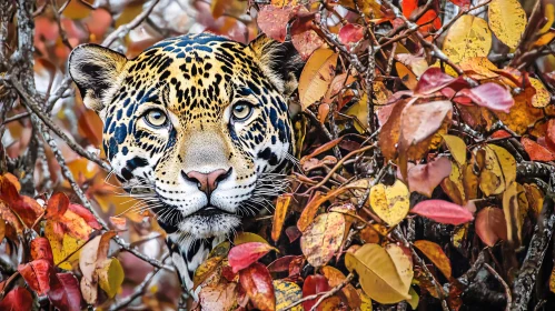 Camouflaged Jaguar in the Fall