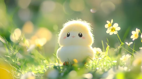 Fluffy Chick with Flowers