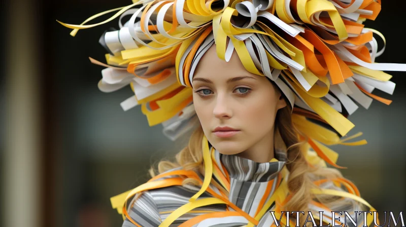 Impressive Multidimensional Hat in Bright Colors | Fashion Photography AI Image